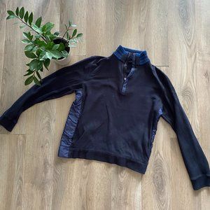 Hugo Boss Navy Cotton Knit Half-Zip Sweater